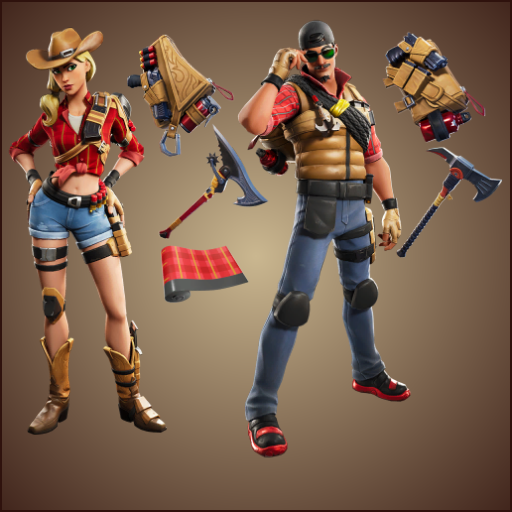 Rustler + Leather Lugger + Wrangler + Saddle Bag + Spurred Swinger +  Utility Axe + Rustler Plaid - Fortnite Item Skin Database - DigitalTQ