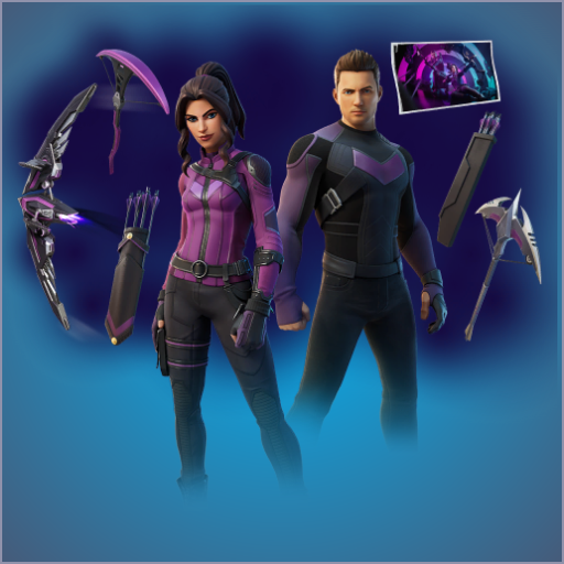 Clint Barton + Hawkguy's Arsenal + Kate Bishop + Kate's Quiver + Pickross Bow + Taut Slicer + Aerial Archer + Hawkeyes