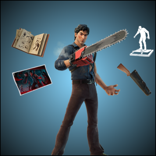 Ash Williams + Necronomicon Ex-Mortis + Boomstick + Chainsaw Hand + It's a Trick! + Hello + 1800 MtxCurrency