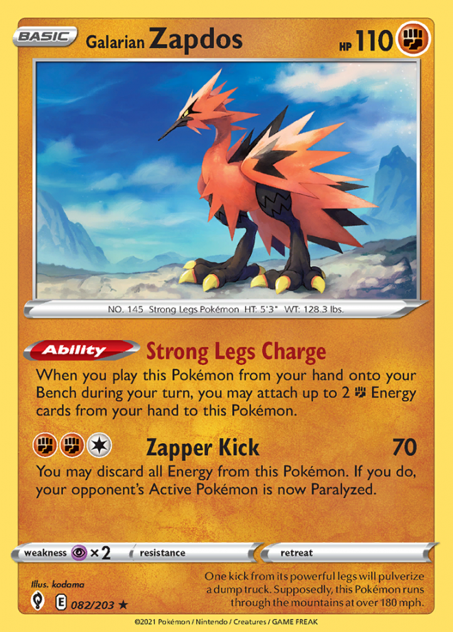 Galarian Zapdos Evolving Skies Rare Holo Pokemon TCG DigitalTQ