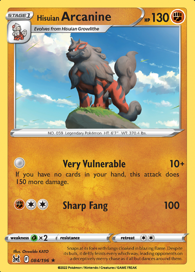 Hisuian Arcanine Lost Origin Rare Holo Pokemon TCG DigitalTQ
