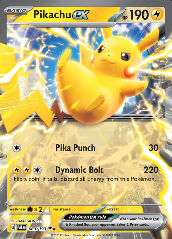 Pikachu EX Paldea Evolved Double Rare Holo Pokemon TCG DigitalTQ