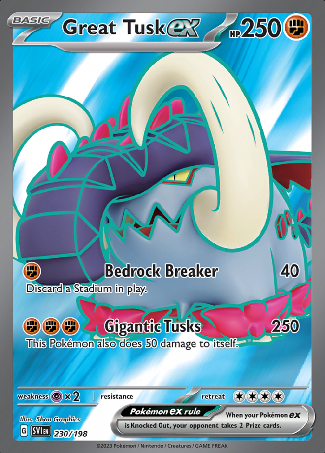 Great Tusk EX Scarlet & Violet Ultra Rare Pokemon TCG DigitalTQ