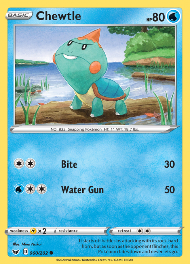 Chewtle Sword & Shield Common Pokemon TCG DigitalTQ
