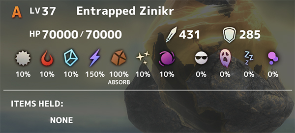 Entrapped Zinikr Stats