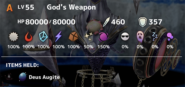 God's Weapon Boss Stats