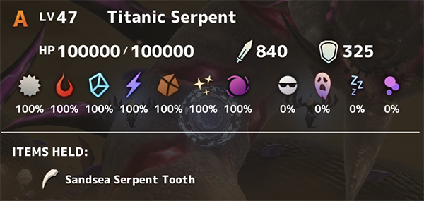 Titanic Serpent Stats