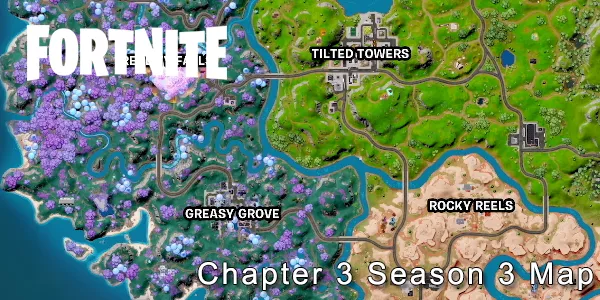 Fortnite Глава 3 Сезон 3 - Всички места на картата и POI