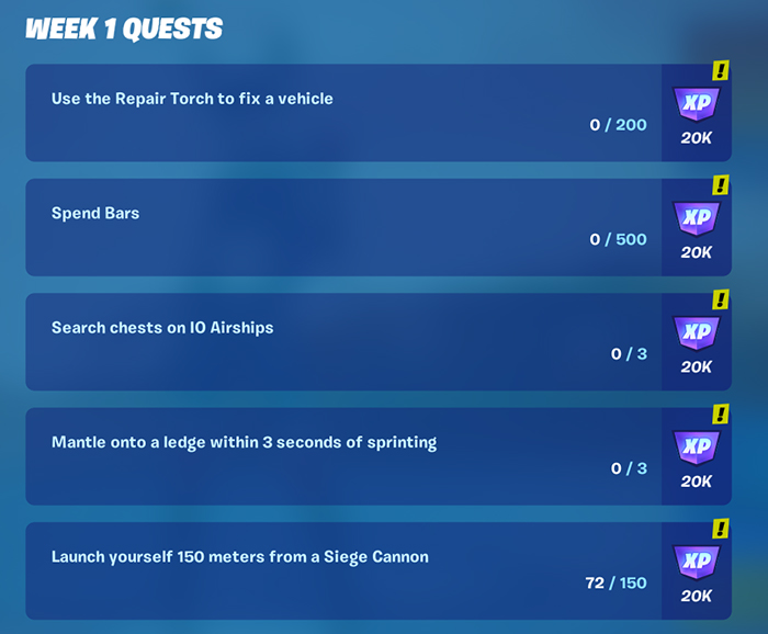 Chapter 3 Season 2 Week 1 Quests