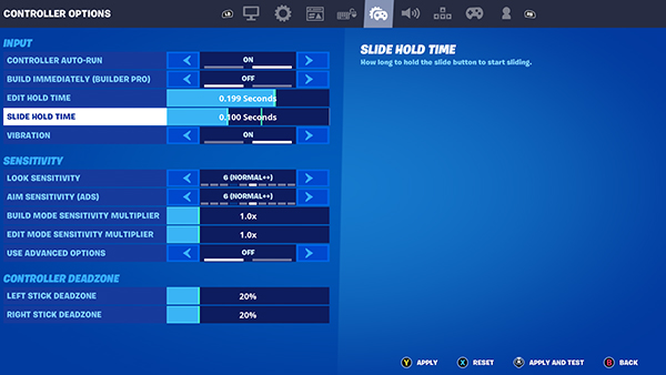 Fortnite Sliding Settings