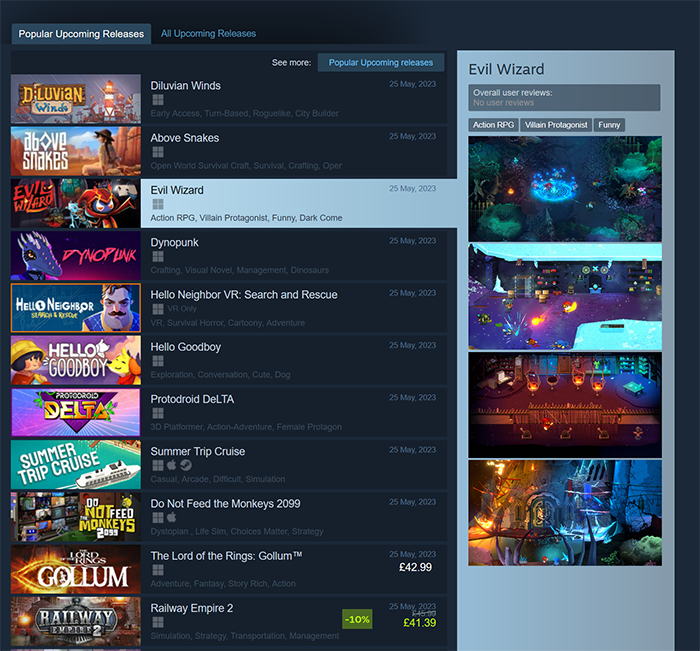Steam's Popular Upcoming Games