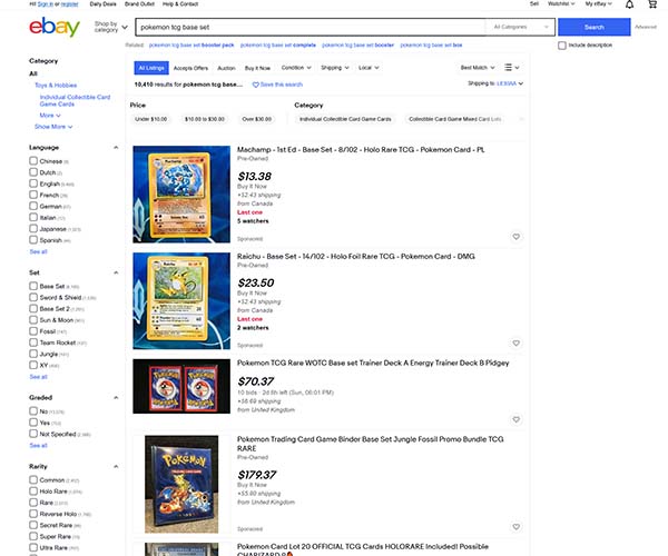 Pokemon Ebay Listings